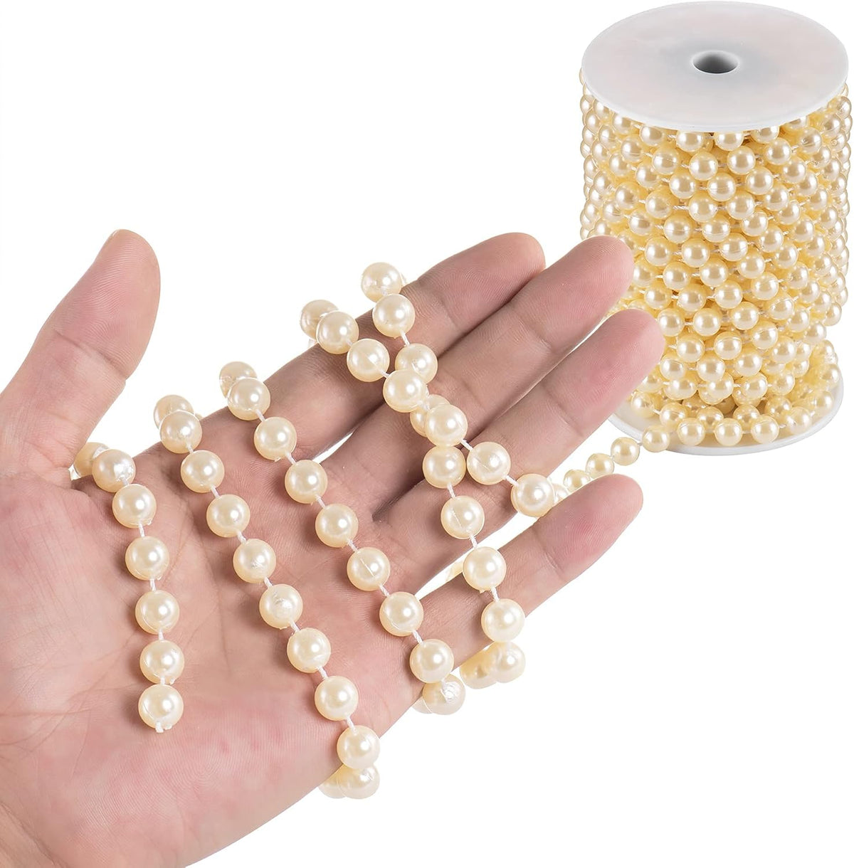 Craft String Pearls 10MM Round White Faux Pearl Garland, 33Feet Ivory Wedding Party Decoration