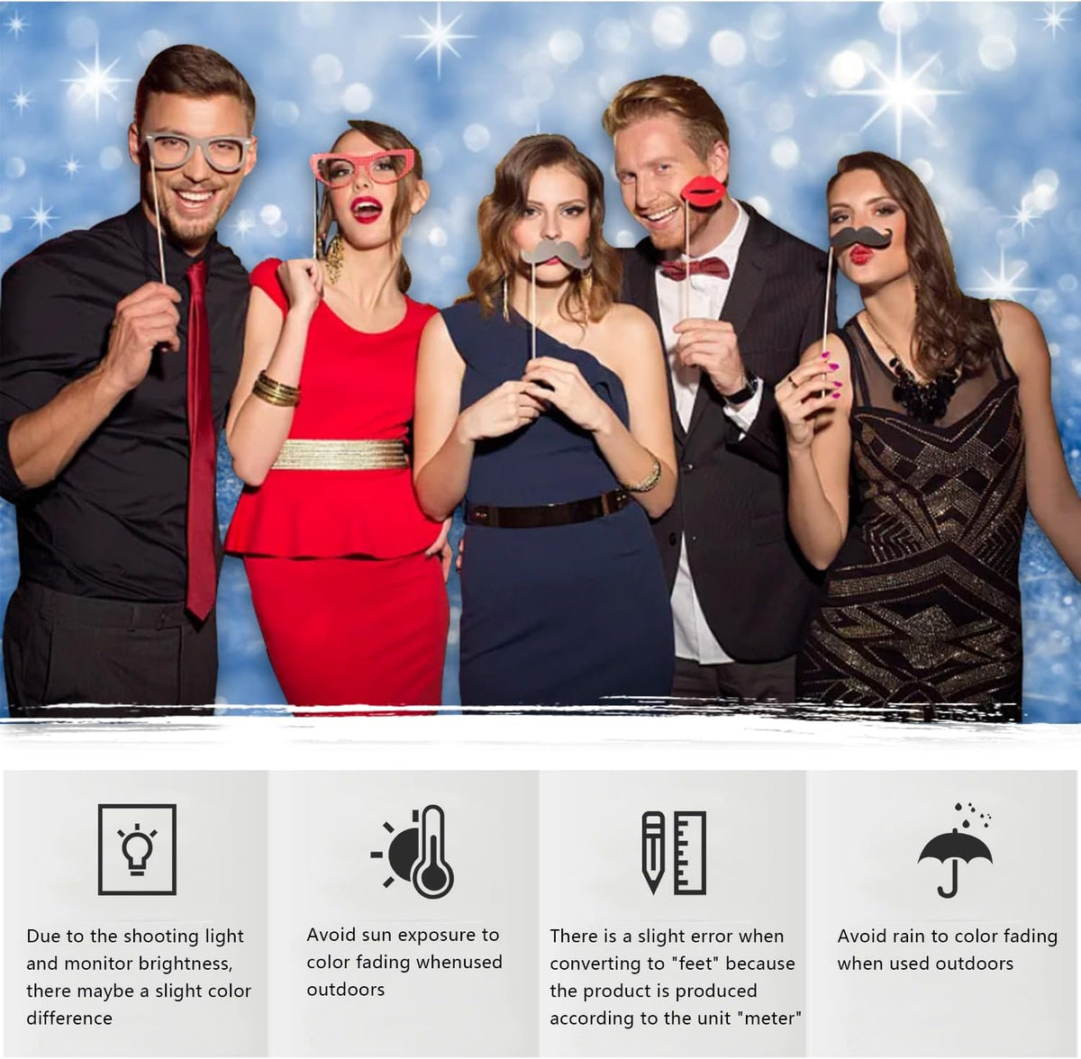 YongFoto Silver Blue Glitter Backdrop 10x6.5ft Silver Light Spots Blue Sequin Bokeh Photography