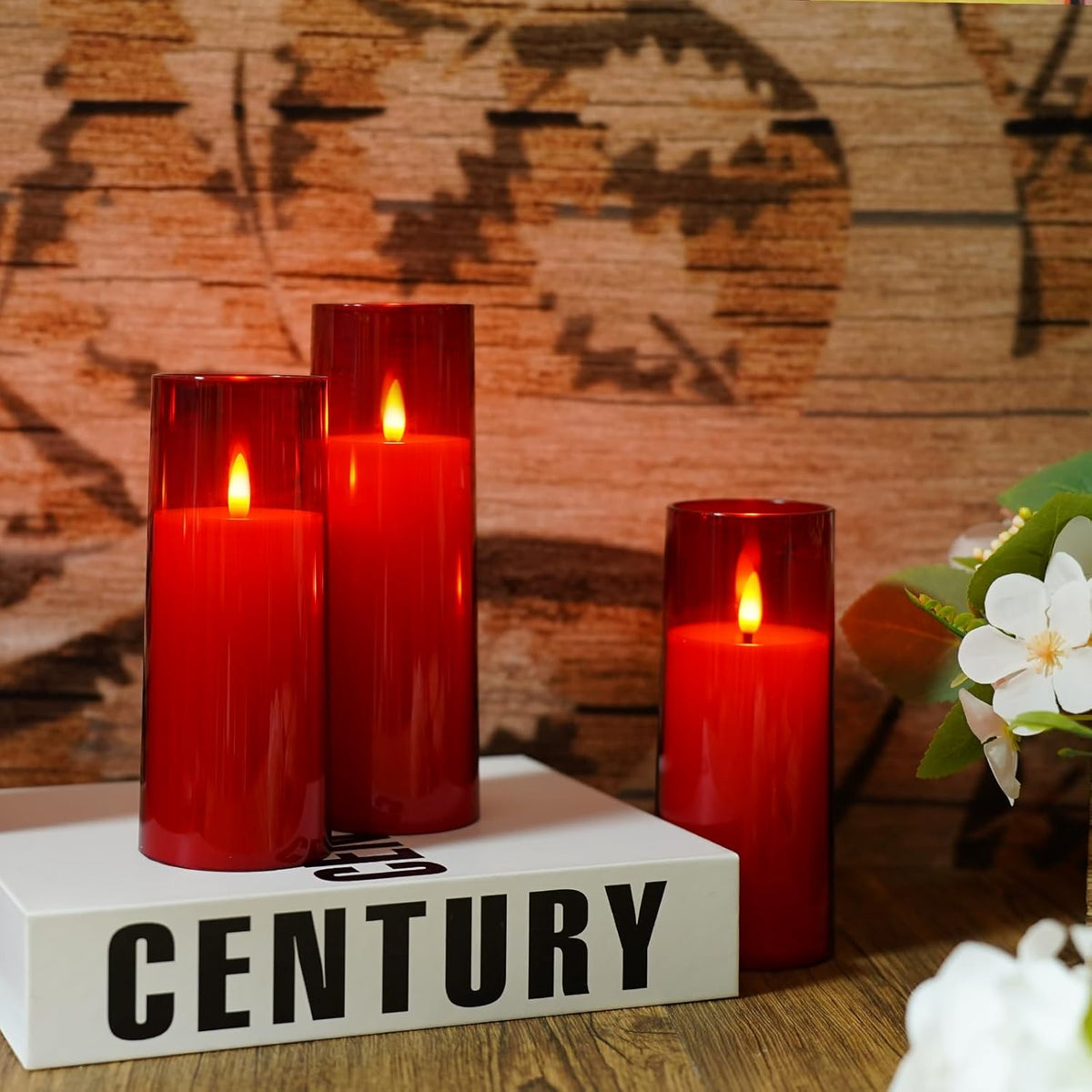 Flickering Flameless Candles Battery Operated with Remote and 2/4/6/8 H Timer Plexiglass Led Pillar
