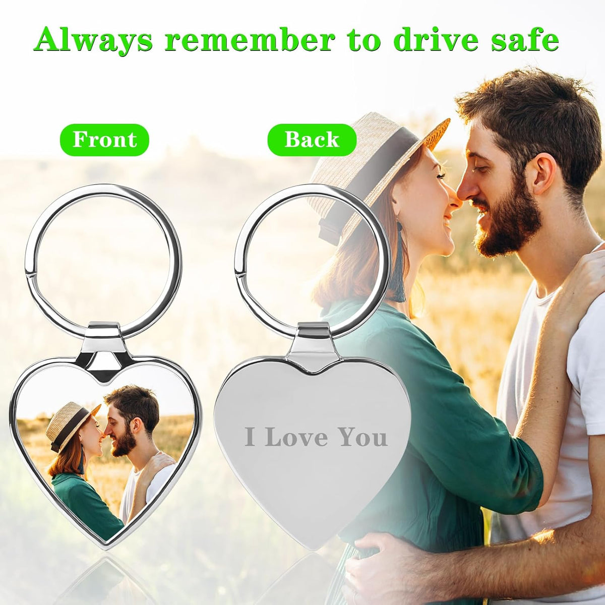 Double Side Custom Keychain with Picture Personalized Engraving Photo Text Customized Gifts for Men