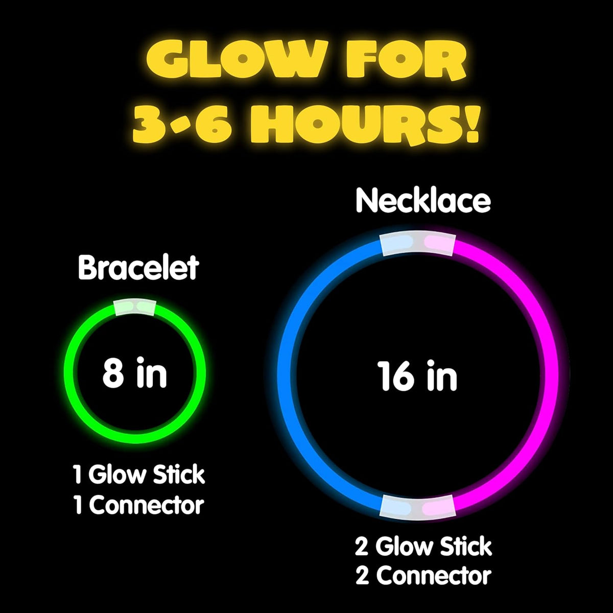JOYIN 300 Pcs 8" Glowsticks, Halloween Supplies Pack, Bracelets Necklaces, Glow in the Dark Party
