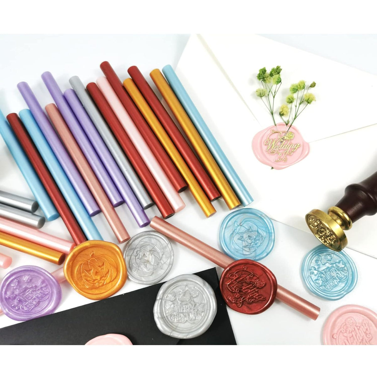 VARACL Hot Melt Glue Sealing Sticks for Letter Seal Stamp - Great for Wedding Invitations, Cards