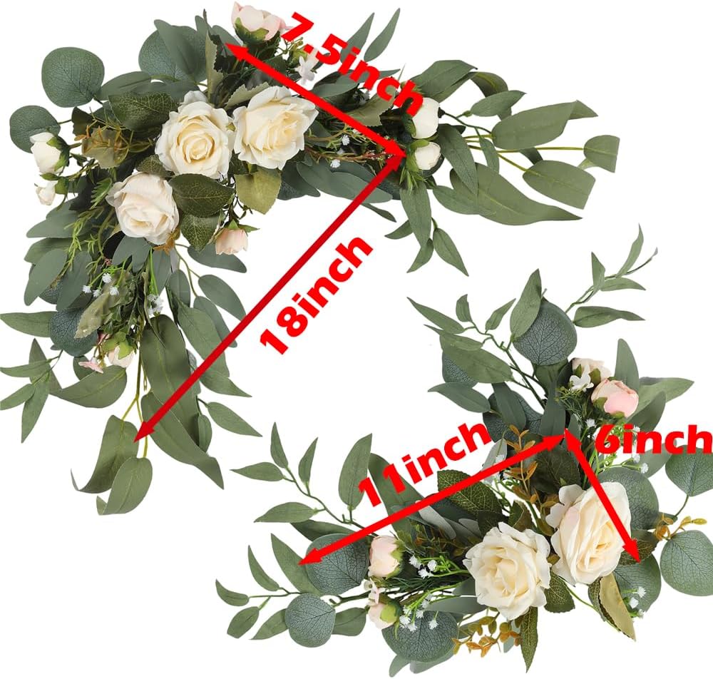 H&W 2pcs Artificial Wedding Arch Flowers for Sign, Floral Swag Dusty Decor for Reception Ceremony