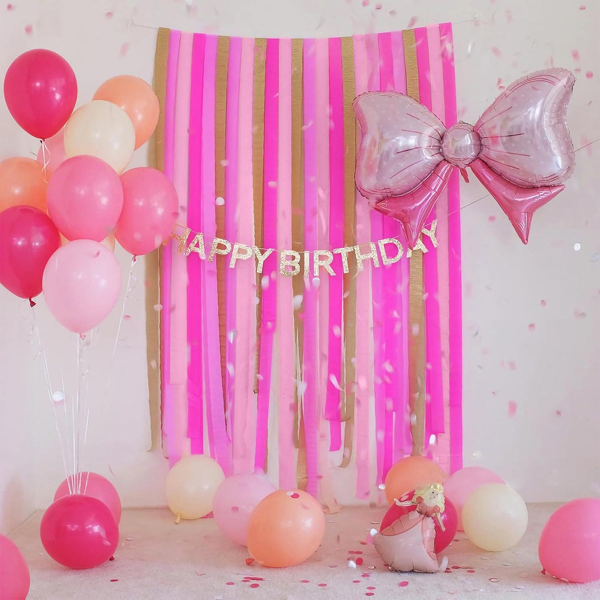 Crepe Paper Streamers 8 Rolls 656ft, Pack of Red, Hot Pink, Peach and White Party Streamers for