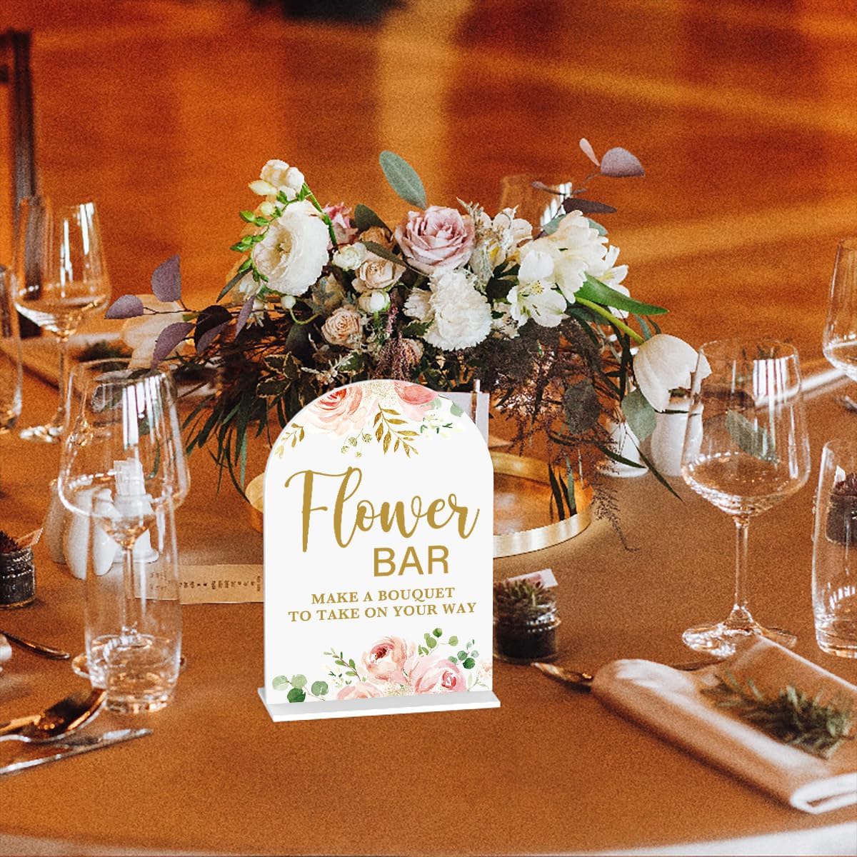 Acrylic Wedding Signs, Flower Bar Desk Decor, Flower Bar Signs for Ceremony, Modern Calligraphy