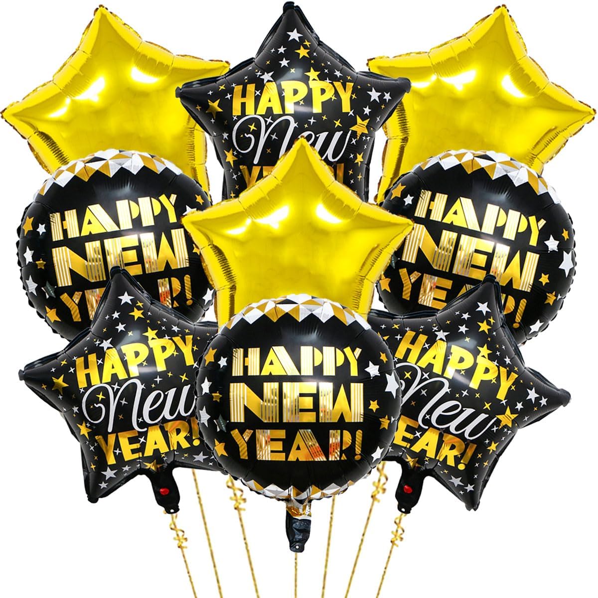 Happy New Years Balloons Set, Large Happy New Year Foil Balloons, New Year Decorations 2025, New