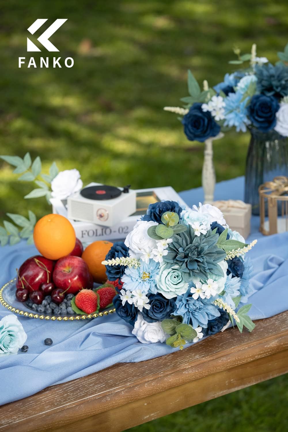 FANKO Dusty Rose Artificial Flowers Combo for DIY, Fake Blue Rose Artificial Silk Flowers with