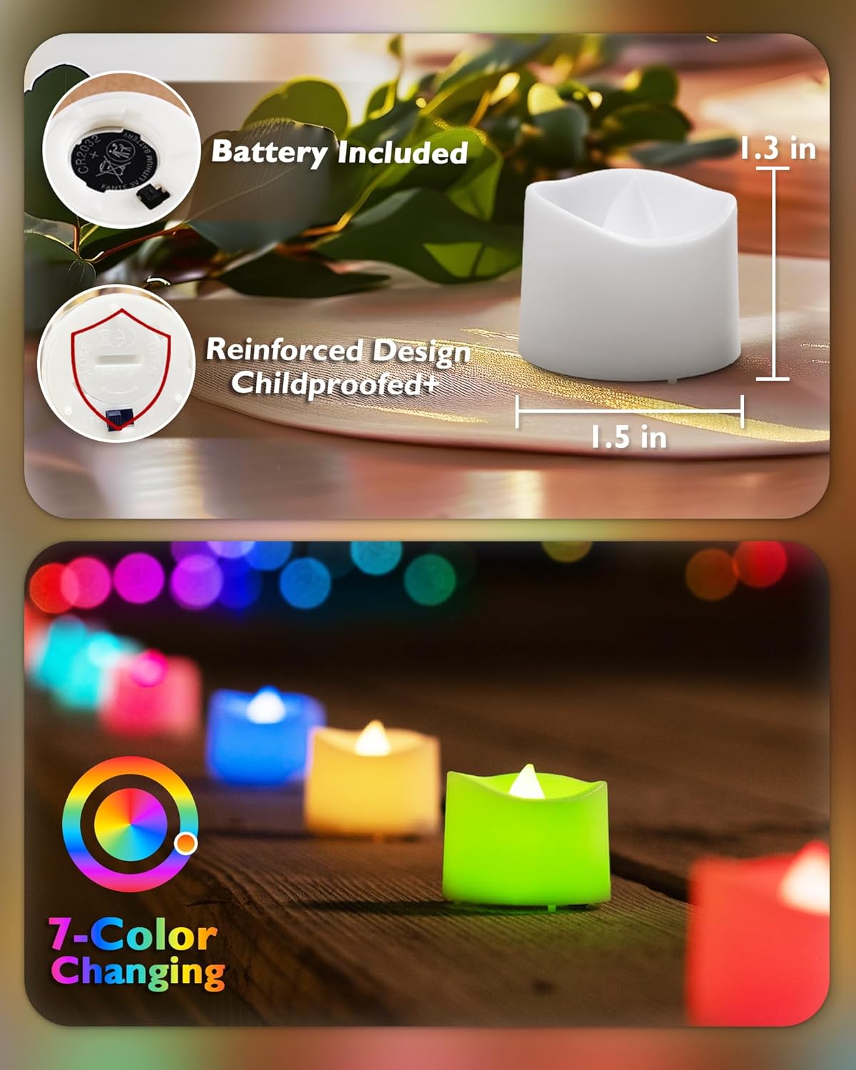 Homemory Multi Color Changing Tea Lights Candles Battery Operated, LED Holiday Candles Tealights