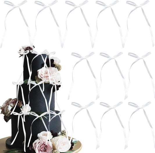 Ephlyn 30Pcs Bow Cupcake Toppers Valentine's Bowknot Ribbons Coquette Bow High Footed Cup Balloon