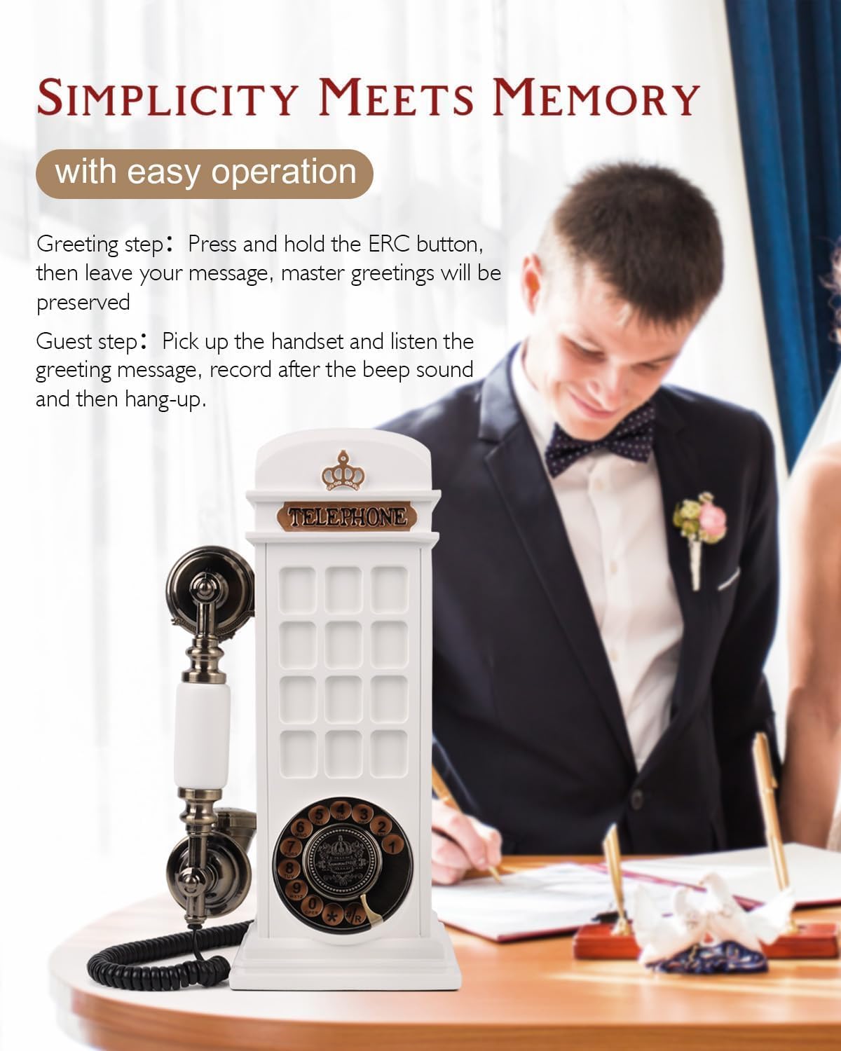 Audio Guest Book Wedding Phone, Record Customized Audio Message Guest Book for Wedding, Party and