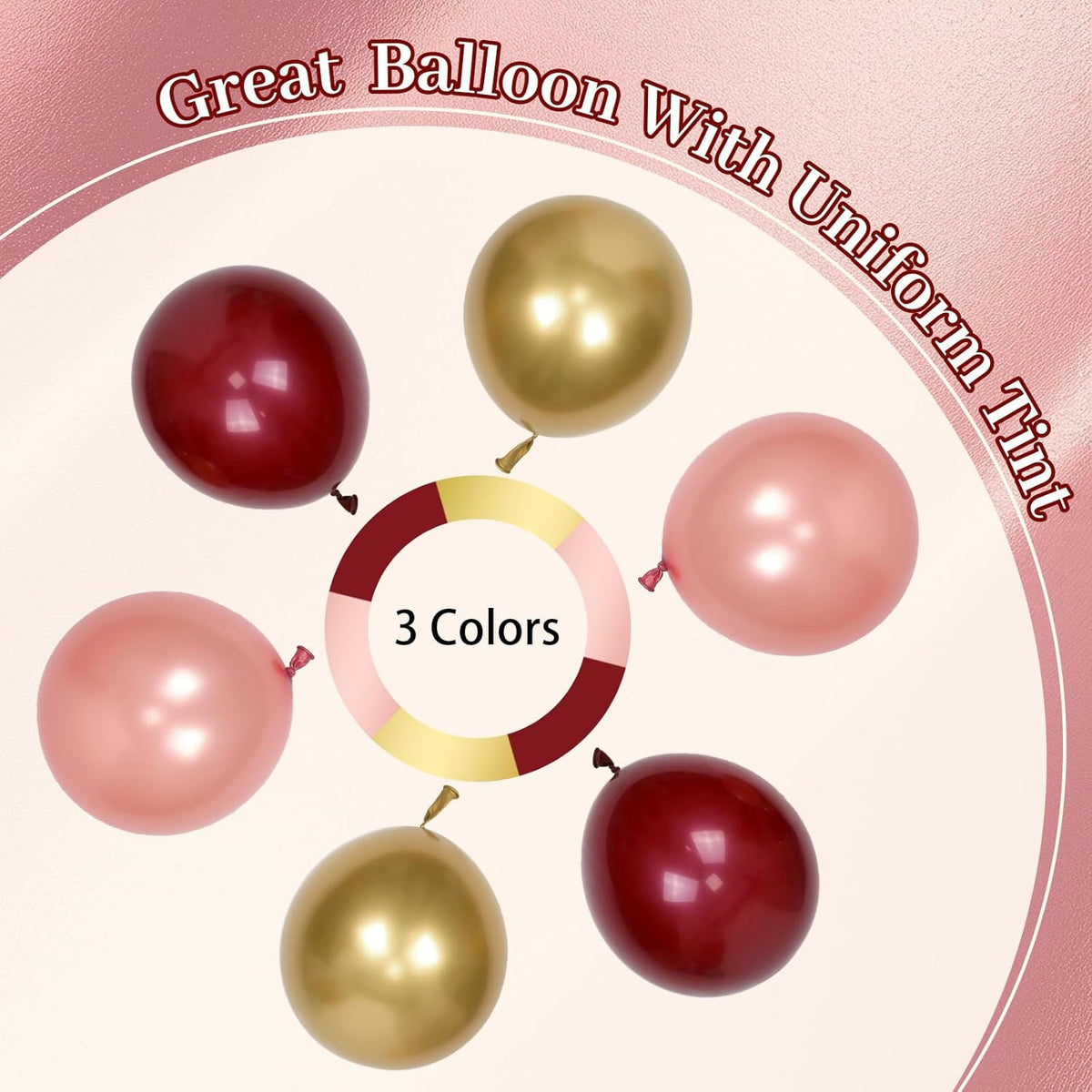 60pcs Burgundy and gold Balloons 12inch with Maroon Pearl Rose Gold Confetti Metallic Gold Balloons