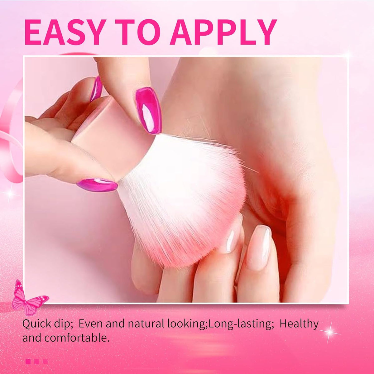 Honey Joy Dip Powder Nail Kit Starter, 4 Colors Hot Pink Glitter Fine Dipping Powder Liquid Set