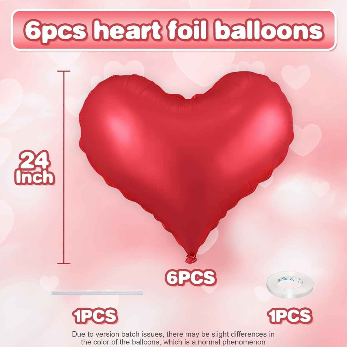 Red Heart Balloons,24Inch Large Red Heart Foil Balloons for Valentine's Day Birthday Wedding Baby