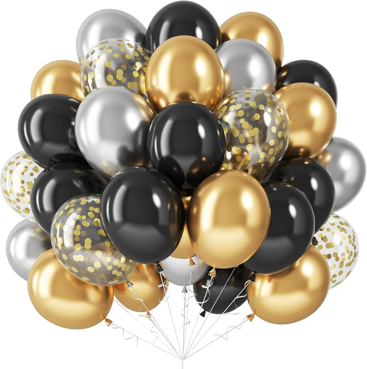 Latex Balloons with Gold Confetti Helium Party Balloons for Birthday Anniversary Wedding Retirement