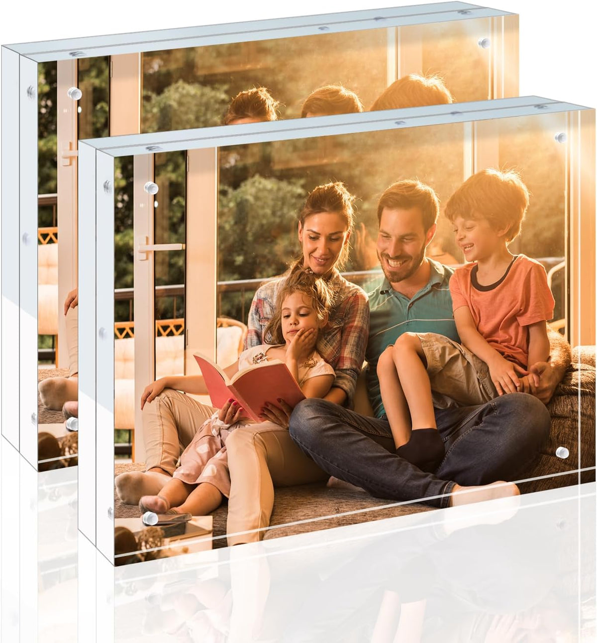 Egofine 8x10 Acrylic Frames 2 Pack, 20mm Thicker Frameless Clear Picture Frames, Double Sided