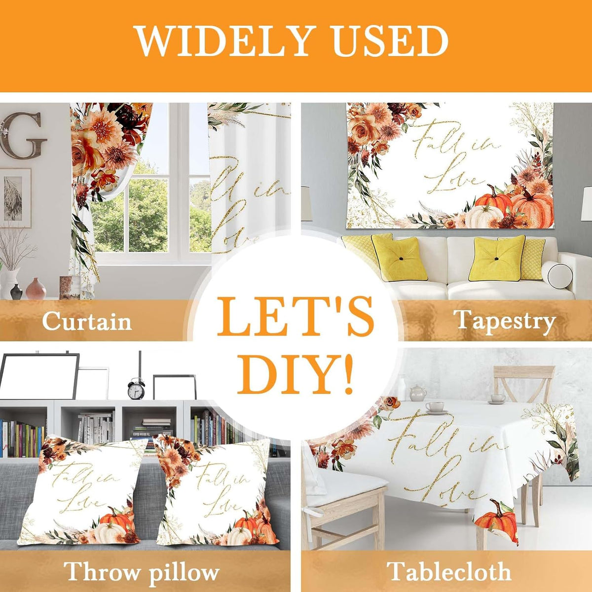 Mocsicka Fall in Love Bridal Shower Backdrop Boho Autumn Leaves Pumpkin Bride Shower Background
