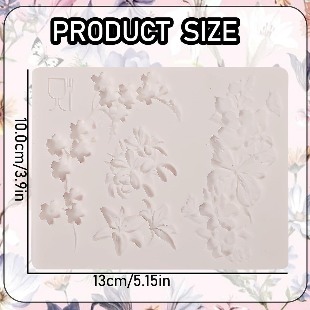 1 Pcs 3D Embossed Flower Fondant Mold, Exquisite Butterfly Lily Chocolate Silicone Molds, for