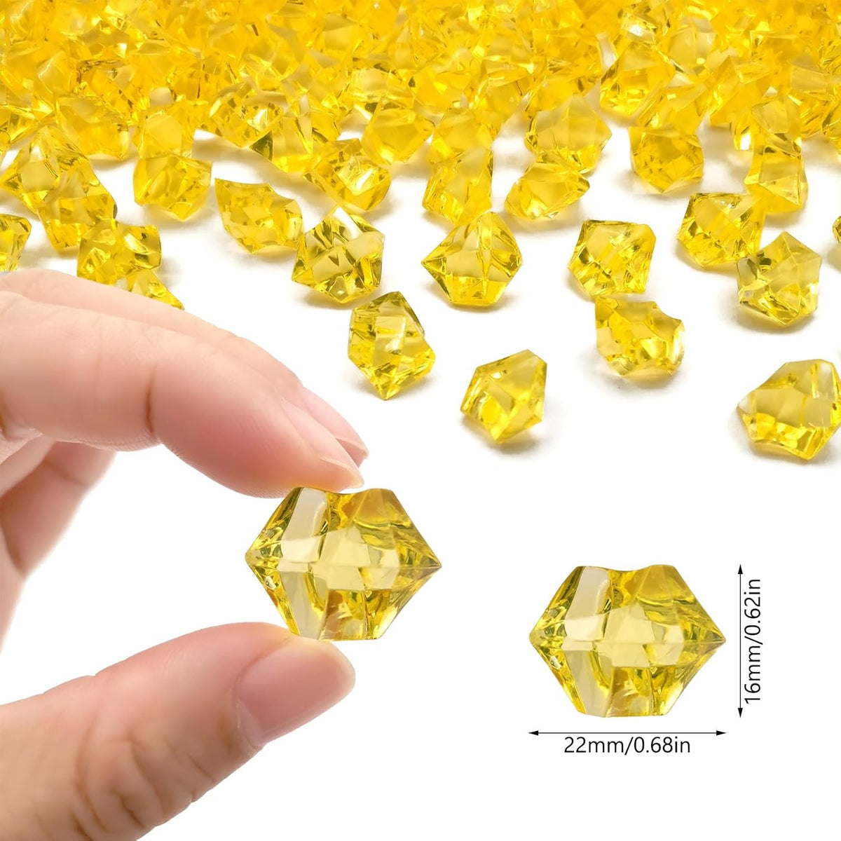 Yellow Vase Fillers for Home Decor, Fake Crushed Ice Cubes, Vase Fillers, 150 pcs Reusable Fake ice