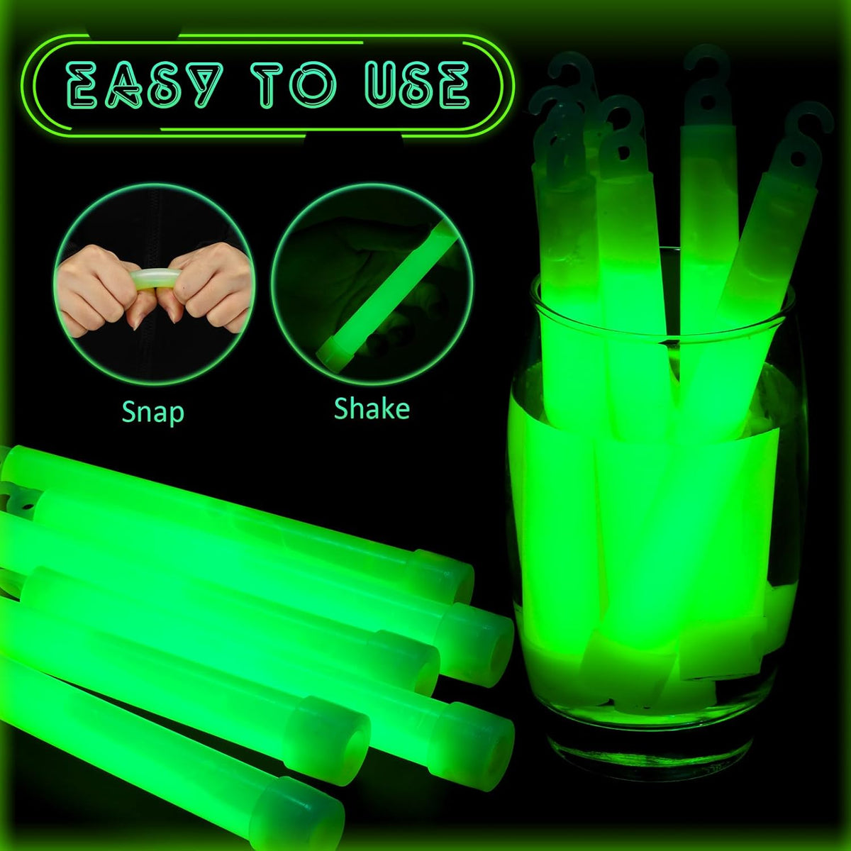 Sotiff 96 Pcs Bright 6 Inch Large Glow Sticks Bulk Emergency Glow in The Dark Sticks with 12 Hour