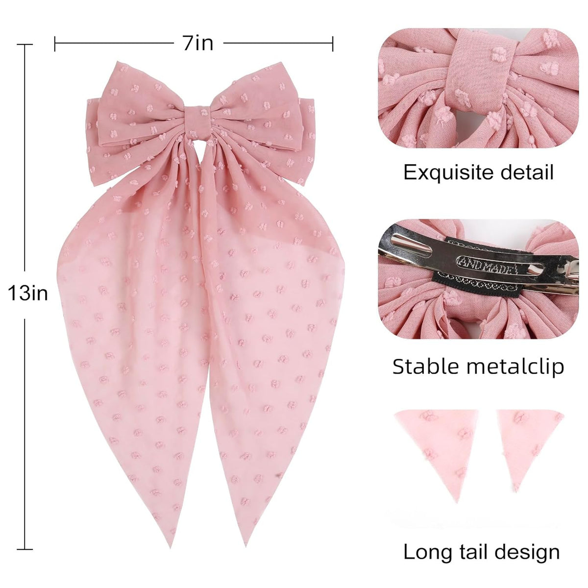Tobeffect Hair Bow for Women Clips Bulk, Big Ribbon Bows with Long Tail, Oversized Bow Hair