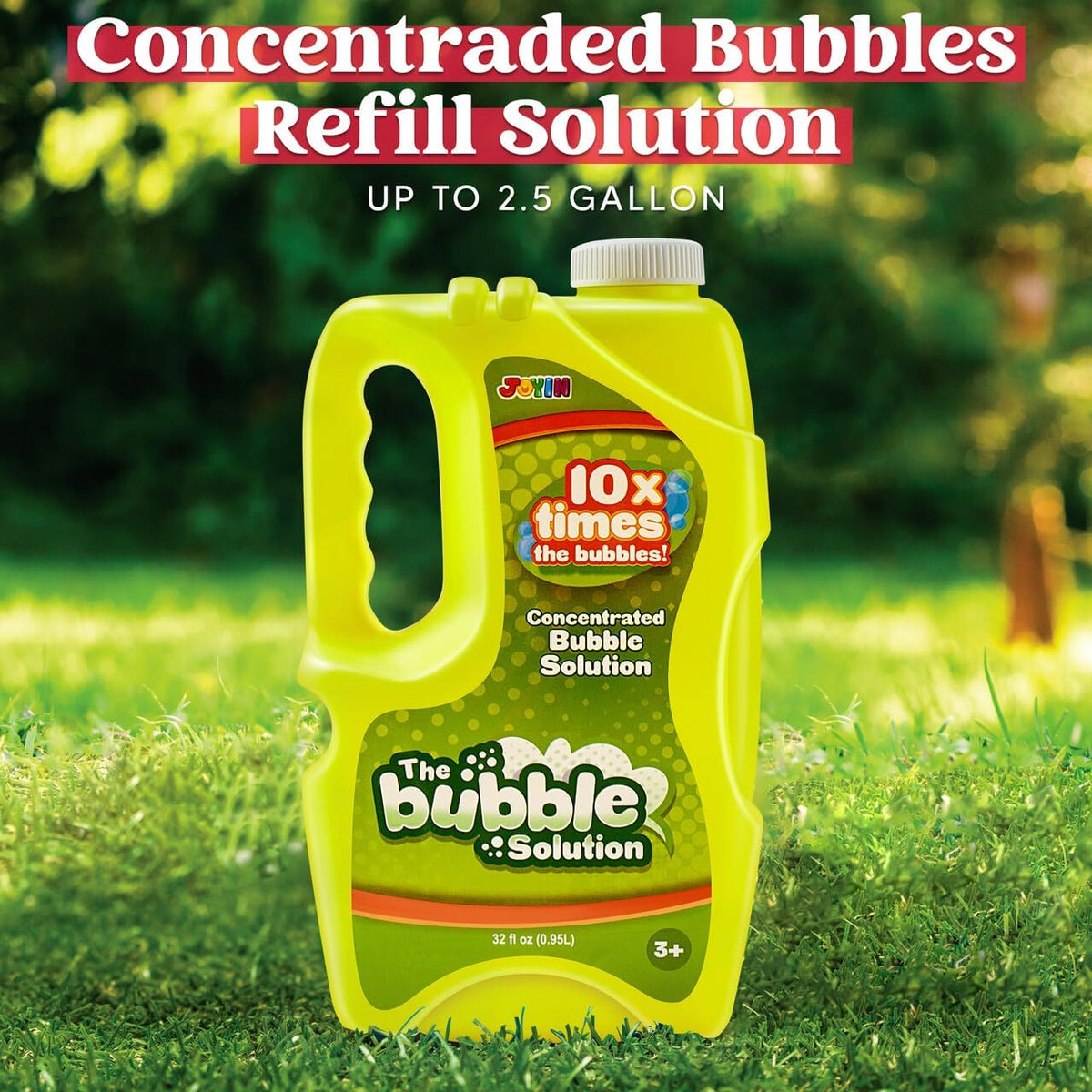 JOYIN 32 oz Bubble Solution Refills (Close to 1L/ 2.5 Gallon), Concentrated Solution for Bubble