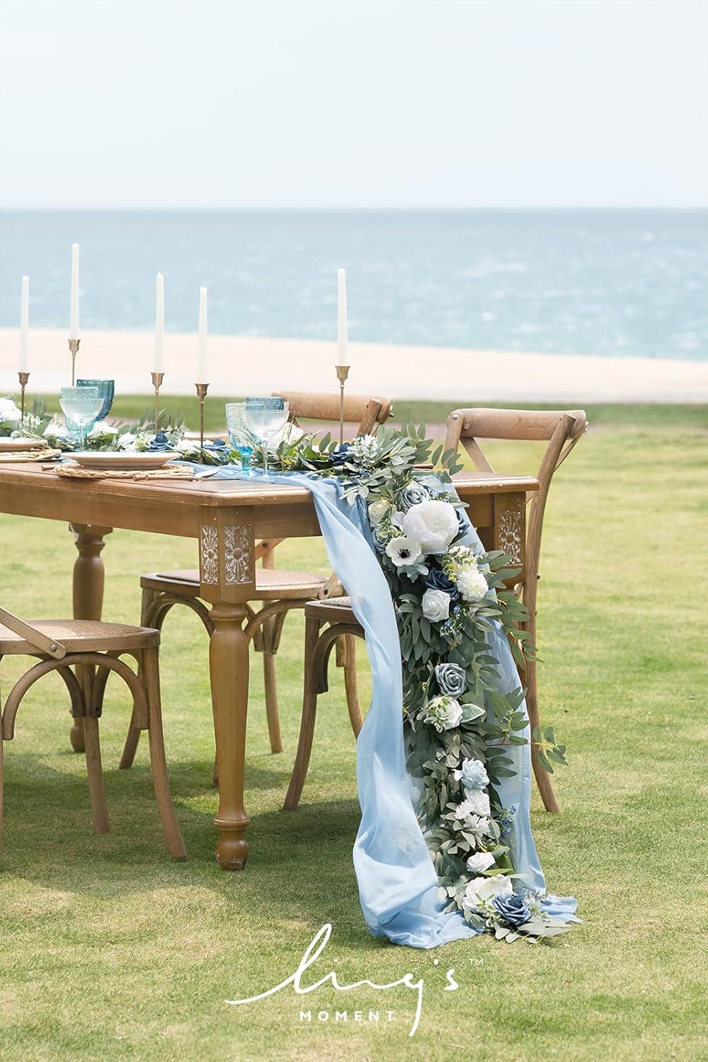 Ling's Moment Flower Garland - 6FT Eucalyptus & Rose - Sweetheart Table Decor for Wedding