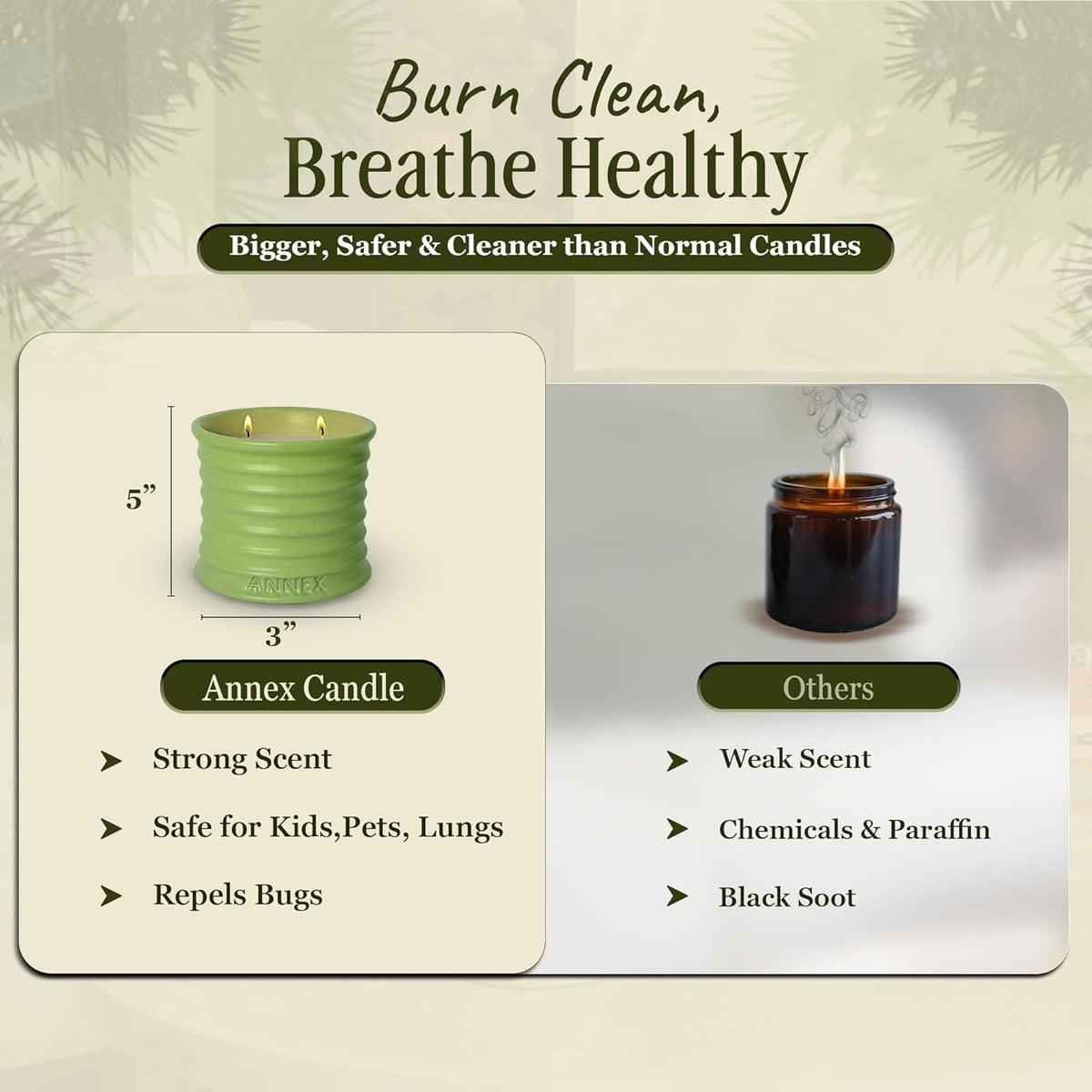 Scented Luxury Candles Outdoor Mosquito Bug Repellent Ceramic Jars, Soy Wax | The Green Life, Large