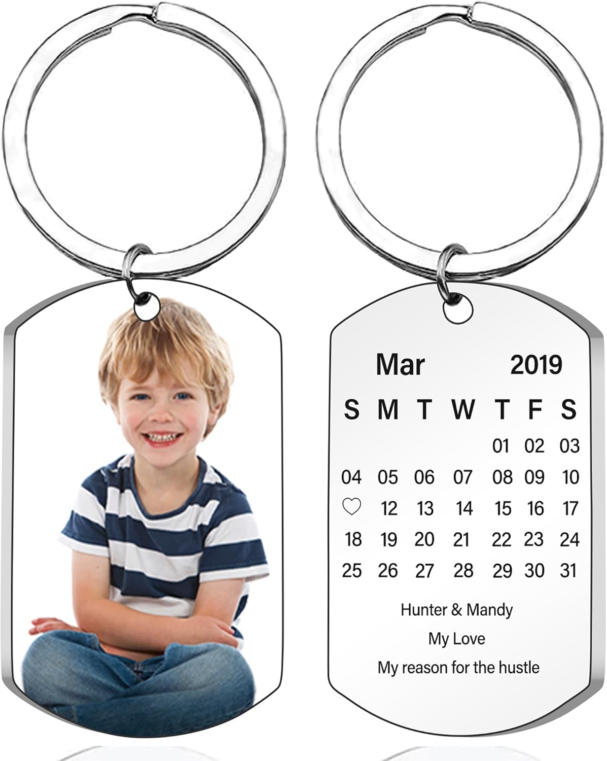 Personalized Double-sided Photo Text+Icons Keychain Drive Safe Boy Girlfriend Pet Memorial