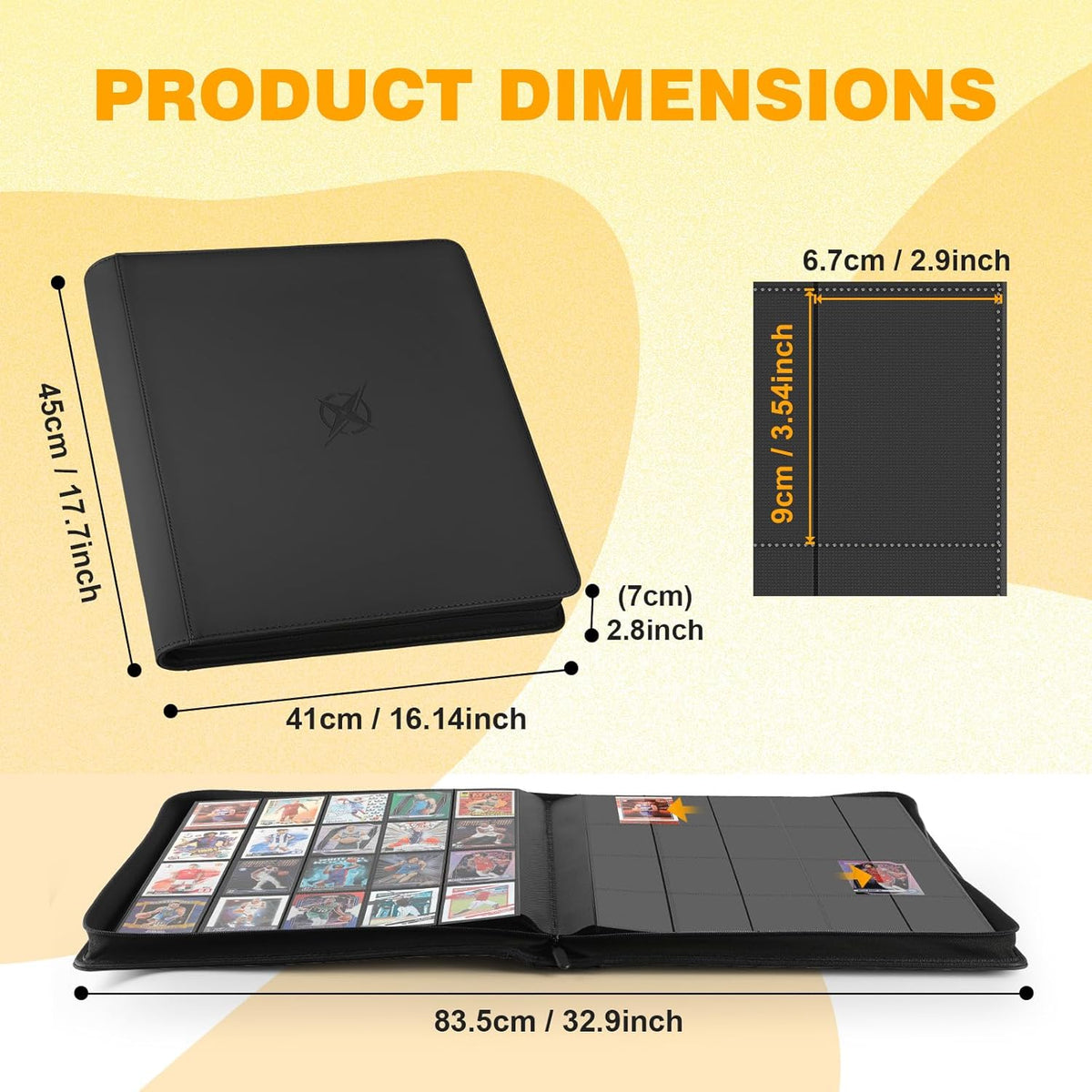 20-Pocket Card Binder, Trading Card Binder Holds 2000 Cards, Premium Zippered Trading Card Album