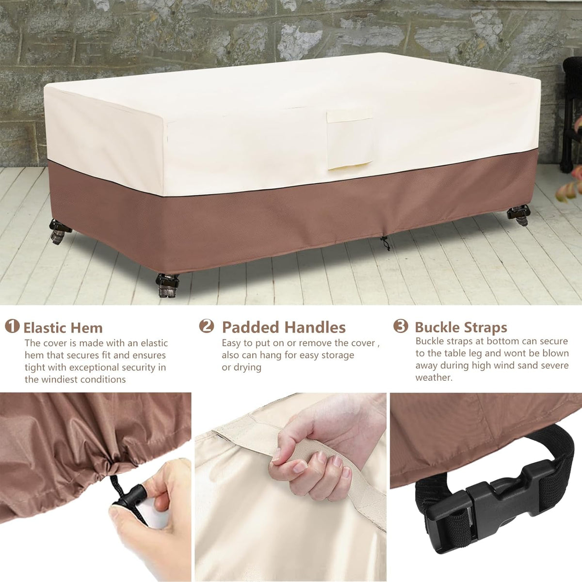 okcool Outdoor Coffee Table Cover,Waterproof Rectangular Patio Small Side Table Cover,48 x 28 x 16