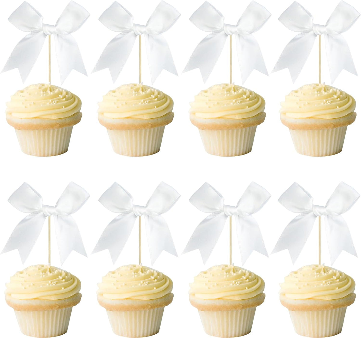 Gyufise 24Pcs Bow Cupcake Toppers Coquette Bow Girls Birthday Cake Decorations Bowknot Cake Toppers
