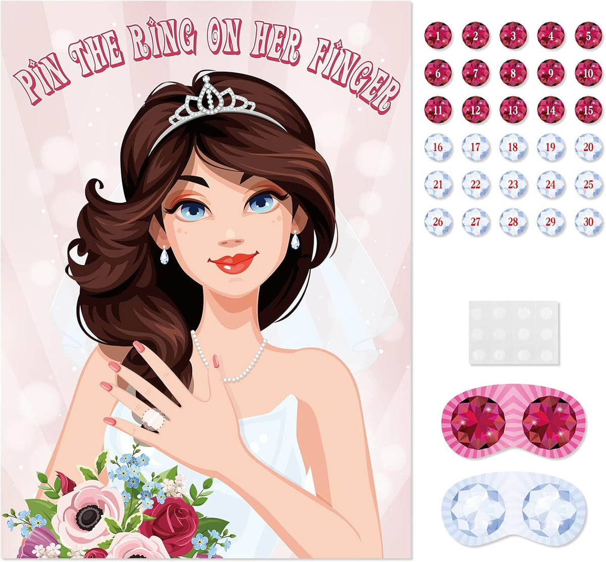 ASTARON Pin The Ring On The Bride, Bridal Shower Hen Party Bachelorette Party Girls Game Bride To