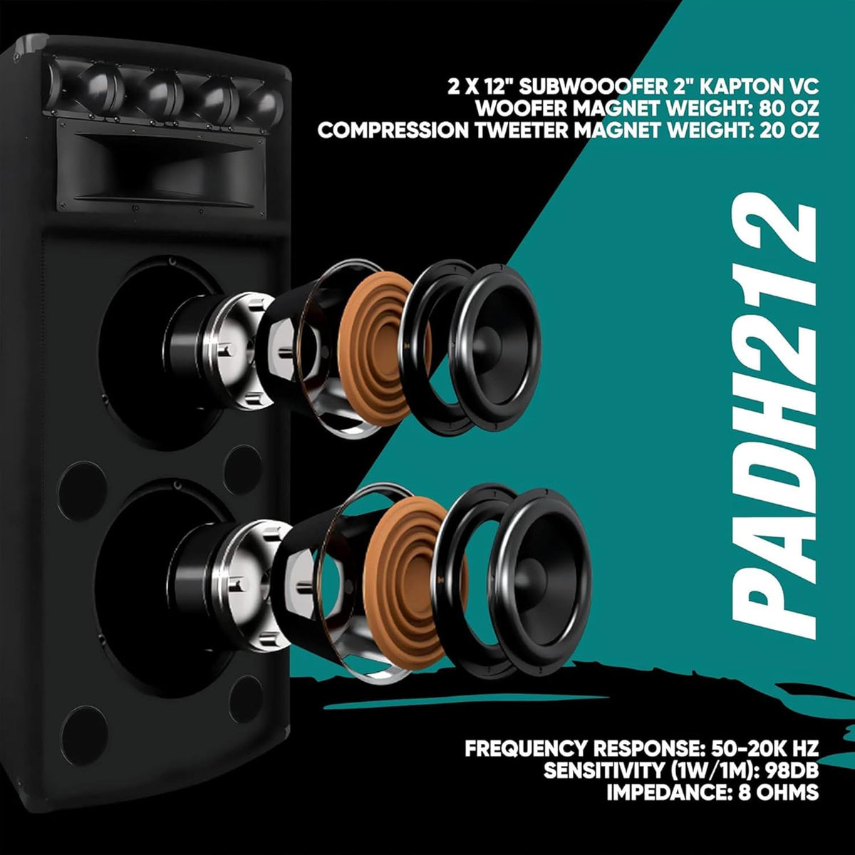 Pyle Portable Cabinet PA Speaker System - 1600 Watt Outdoor Stereo Sound Speakers w/ Dual 12"