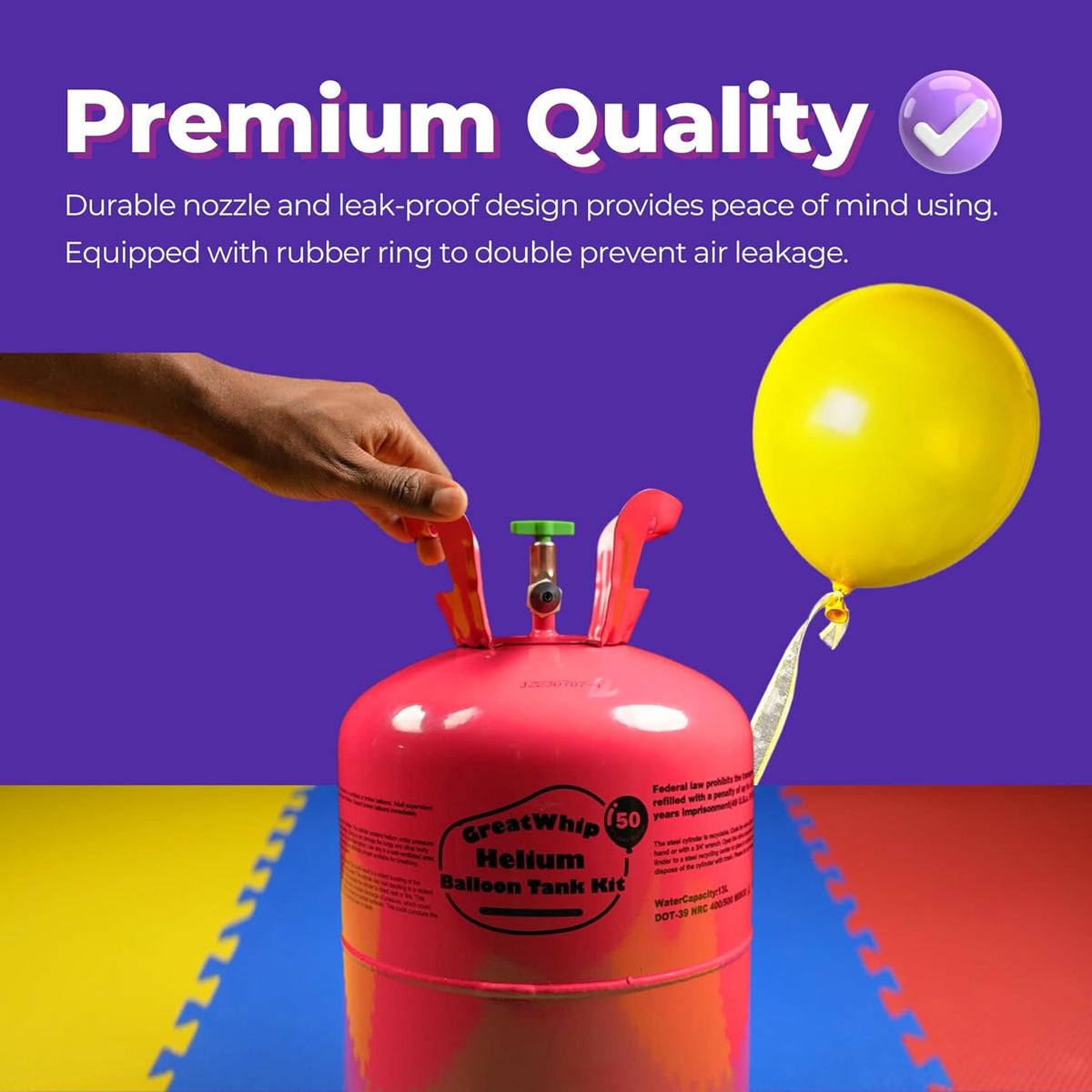 GreatWhip 22L Helium Tank Up To 100 Latex Balloons, Helium Tank For Balloons At Home, Latex
