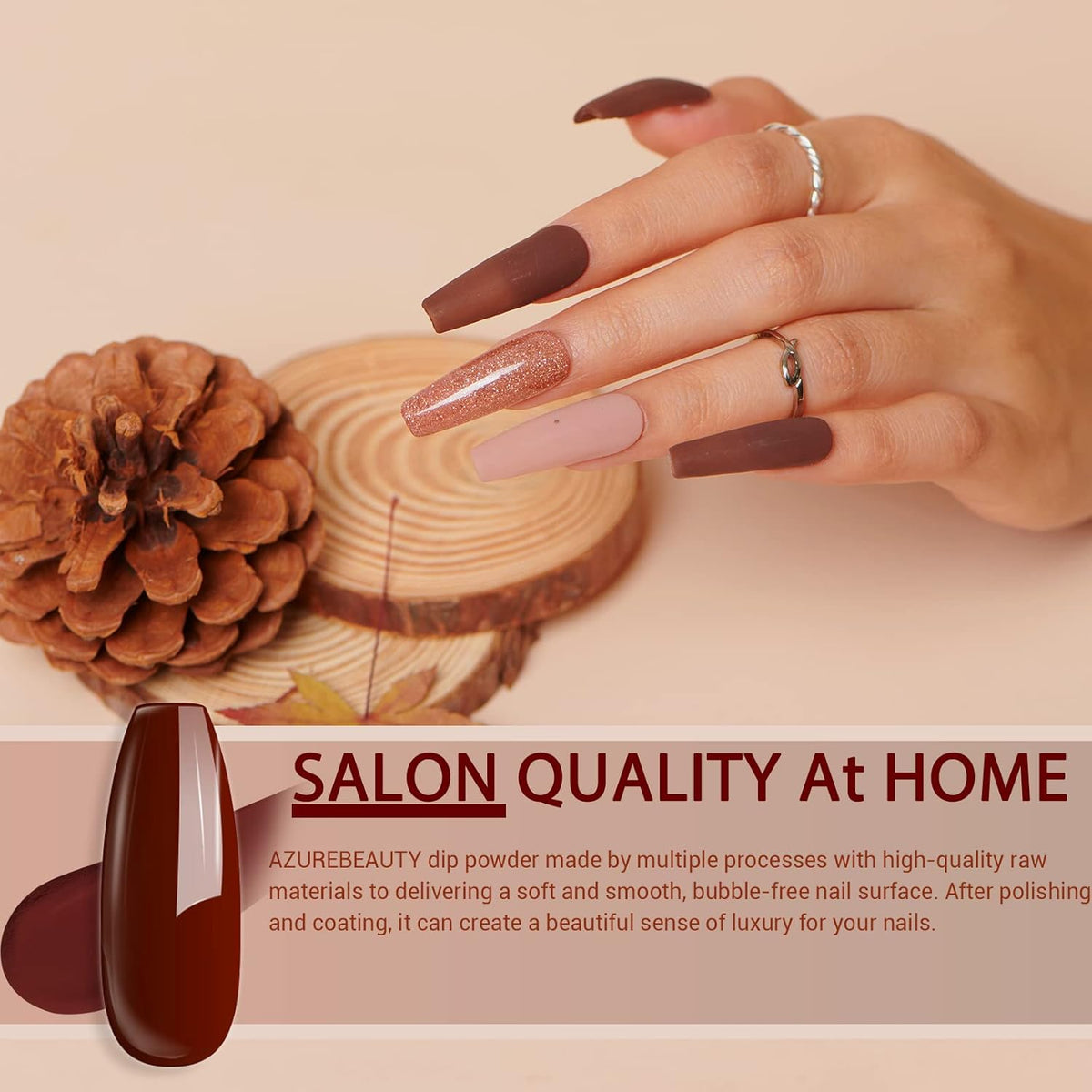 AZUREBEAUTY 42Pcs Dip Powder Nail Kit Starter, 32 Colors Fall Set Green Nude Brown Blue Dipping