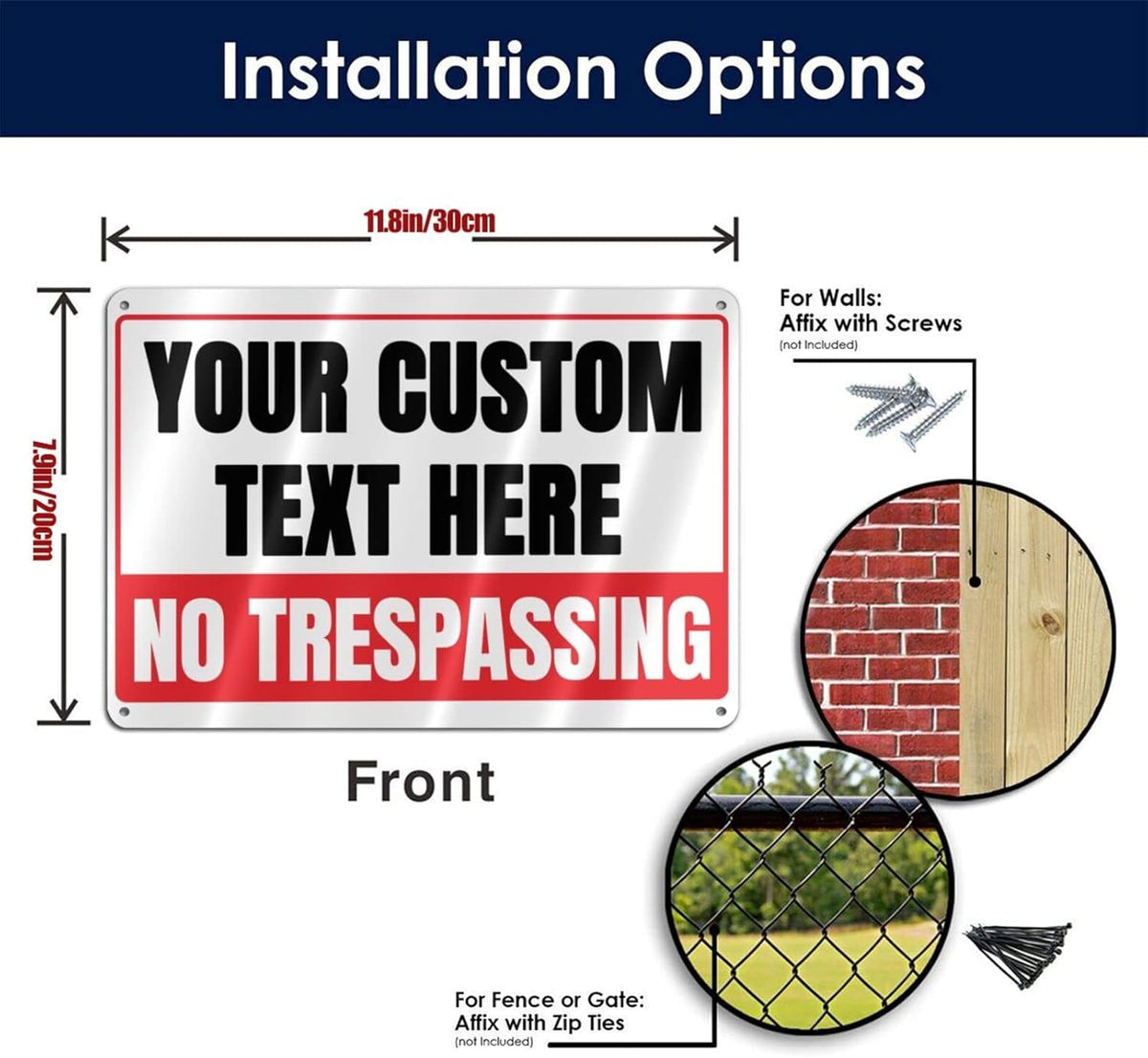 Custom Private Property No-Trespassing Signs - 12 x 8 Personalized Aluminum Metal Rust-Proof