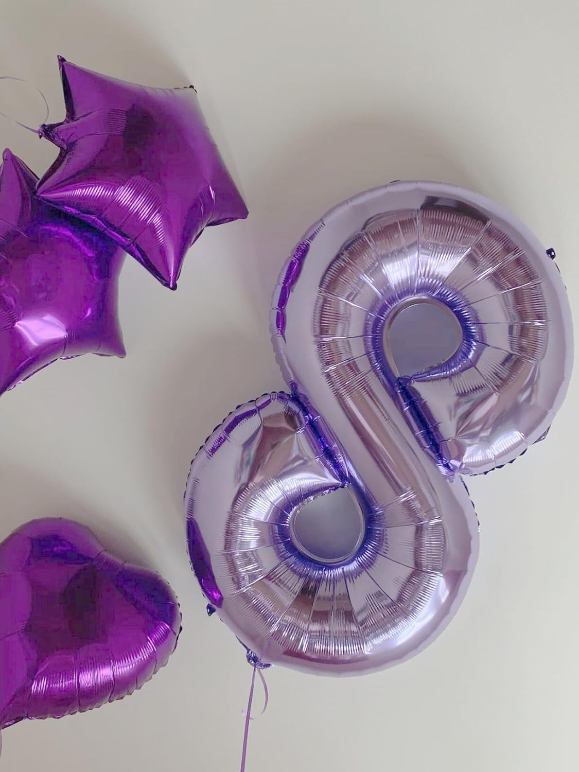 Lilac Foil Number 8 Balloon 40 Inch, Helium Mylar Eight Number 8 18 28 38 48 58 80 88 Birthday