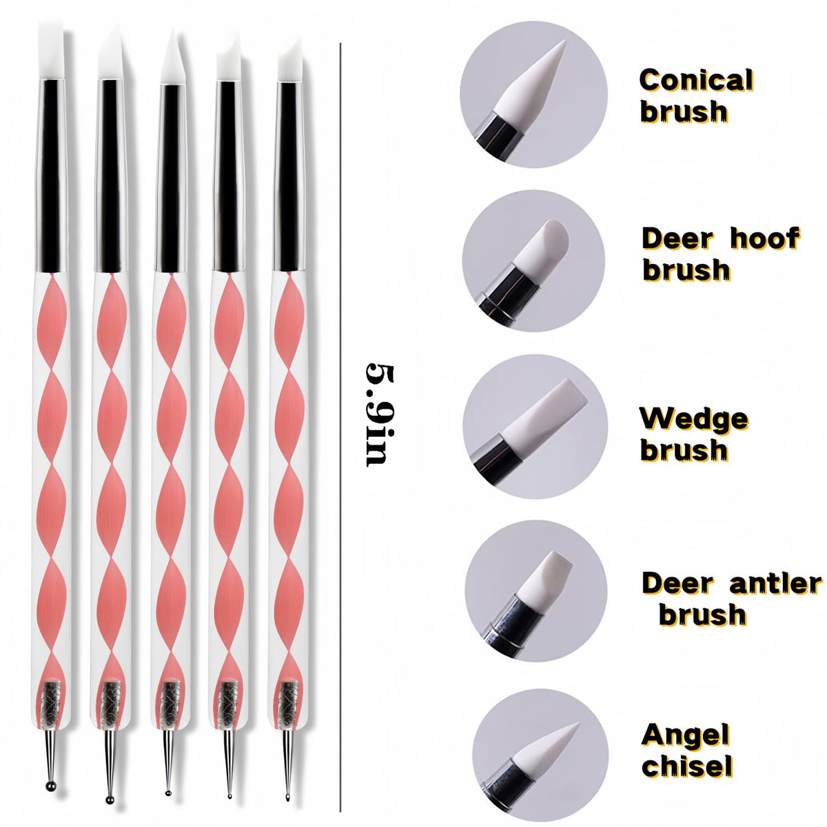 Nail Art Tools Set – 15 Nail Art Brushes + 5 Dotting Pens with Nail Stand Holder – Professional