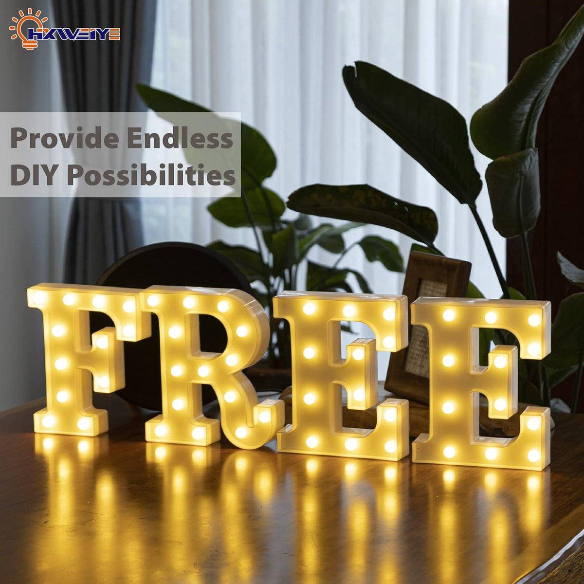 LED Marquee Letters Lights Sign-E, HXWEIYE Led Letters Lights 26 Alphabet, Light Up Number 0-9