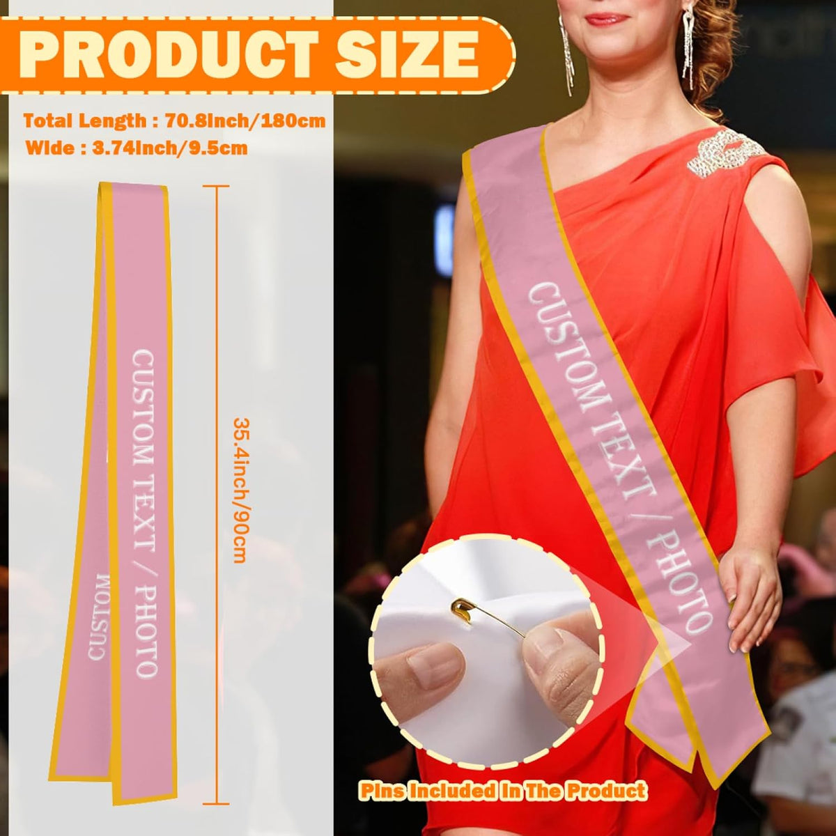 Custom Sash,Personalized Birthday Sash with Text Photo,Customized Bachelorette Sash Quote Sash