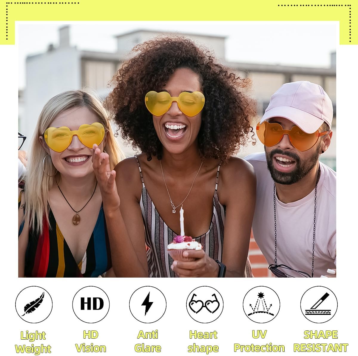 12/20/24 Pairs Heart Sunglasses for Women Men, Trendy Heart Shaped Rimless Transparent Sunglasses