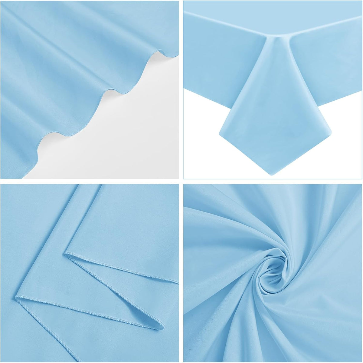 10 Pack Light Blue Tablecloths for 6 Foot Rectangle Tables 60 x 102 Inch - 6ft Rectangular Bulk