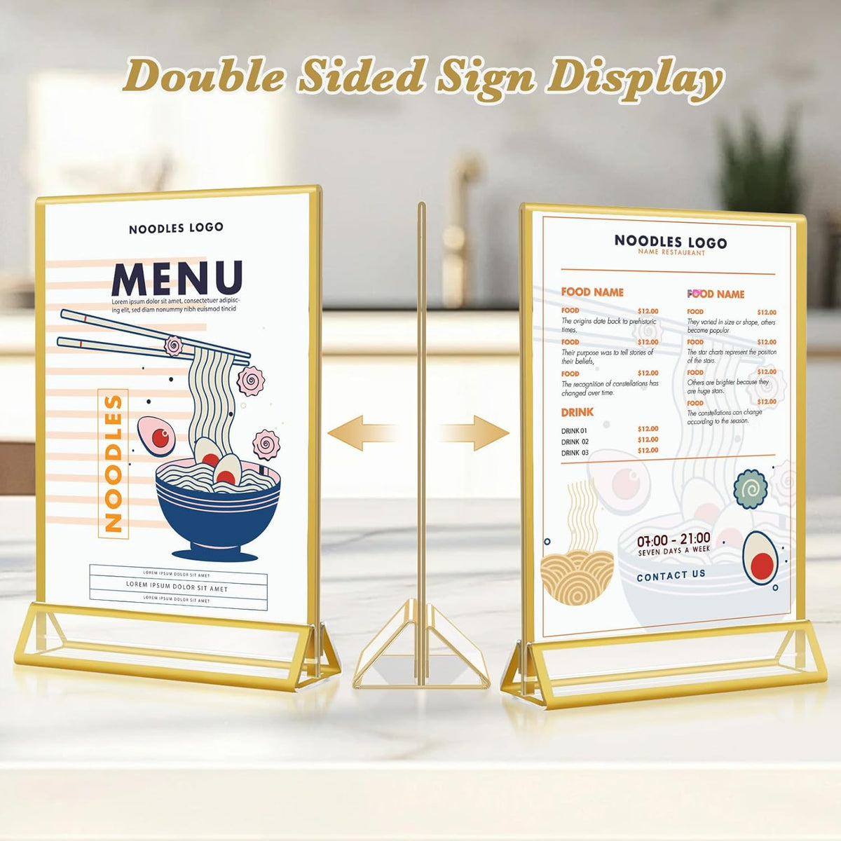 Gold Acrylic Sign Holder 5x7, 16 Pack Wedding Gold Frame Table Number Holders Vertical, Clear