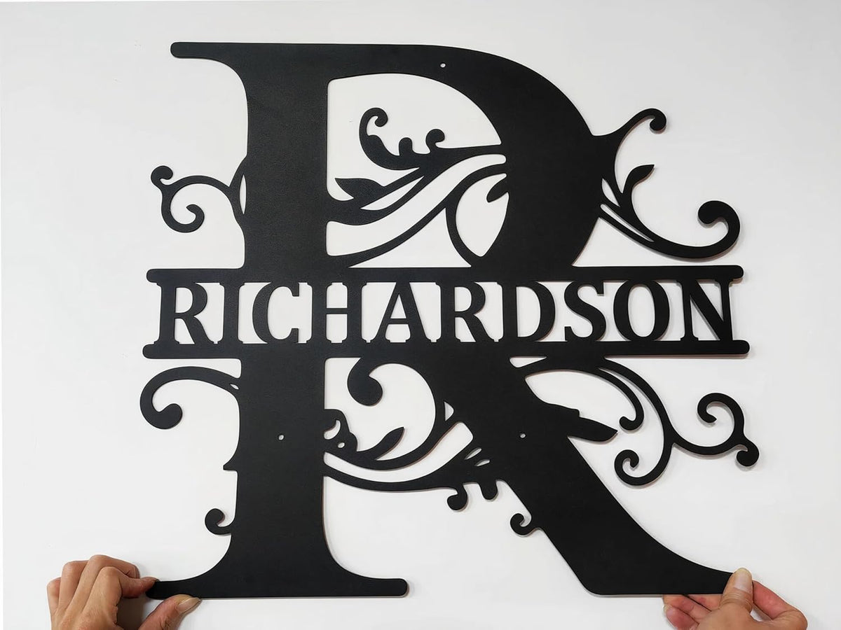 Personalized Metal Name Signs, Split Letter Monogram Wall Decor, Custom Last Name Sign, Family Name