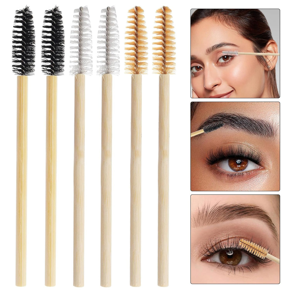 300PCS Disposable Mascara Wands Spoolie Brush Crystal Eyebrow Brushes Eyelash Extension Applicator