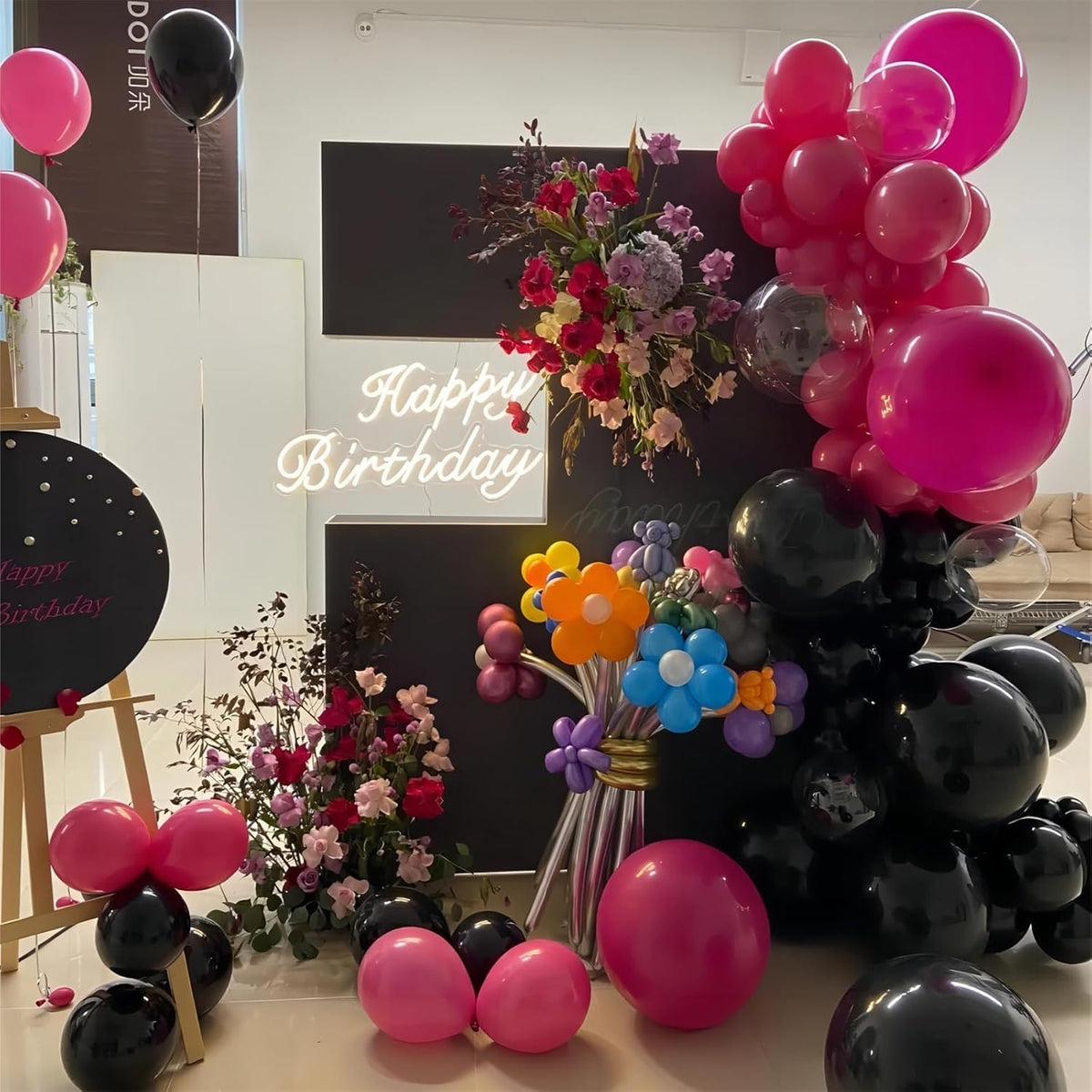 100pcs Hot Pink Balloons, Helium Quality 12 inch Bright Pink Latex Party Balloon for Birthday
