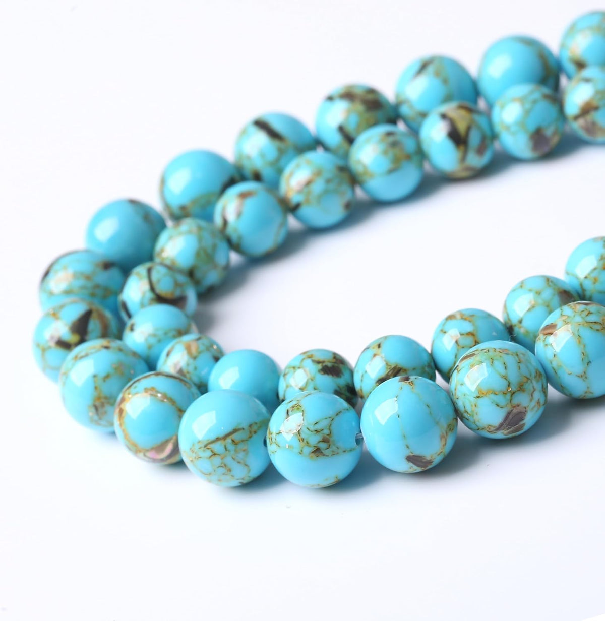 Blue Shell Turquoise Stone Beads Gemstone Round Crystal Energy Jade Beads Stone Beads for Jewelry