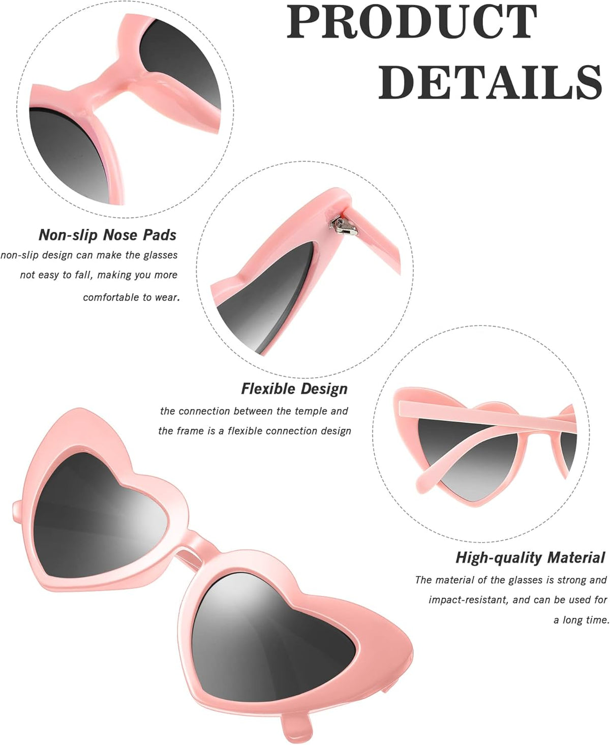 Flutesan 20 Pairs Retro Heart Sunglasses Vintage Cat Eye Heart Glasses Women Bachelorette Bride