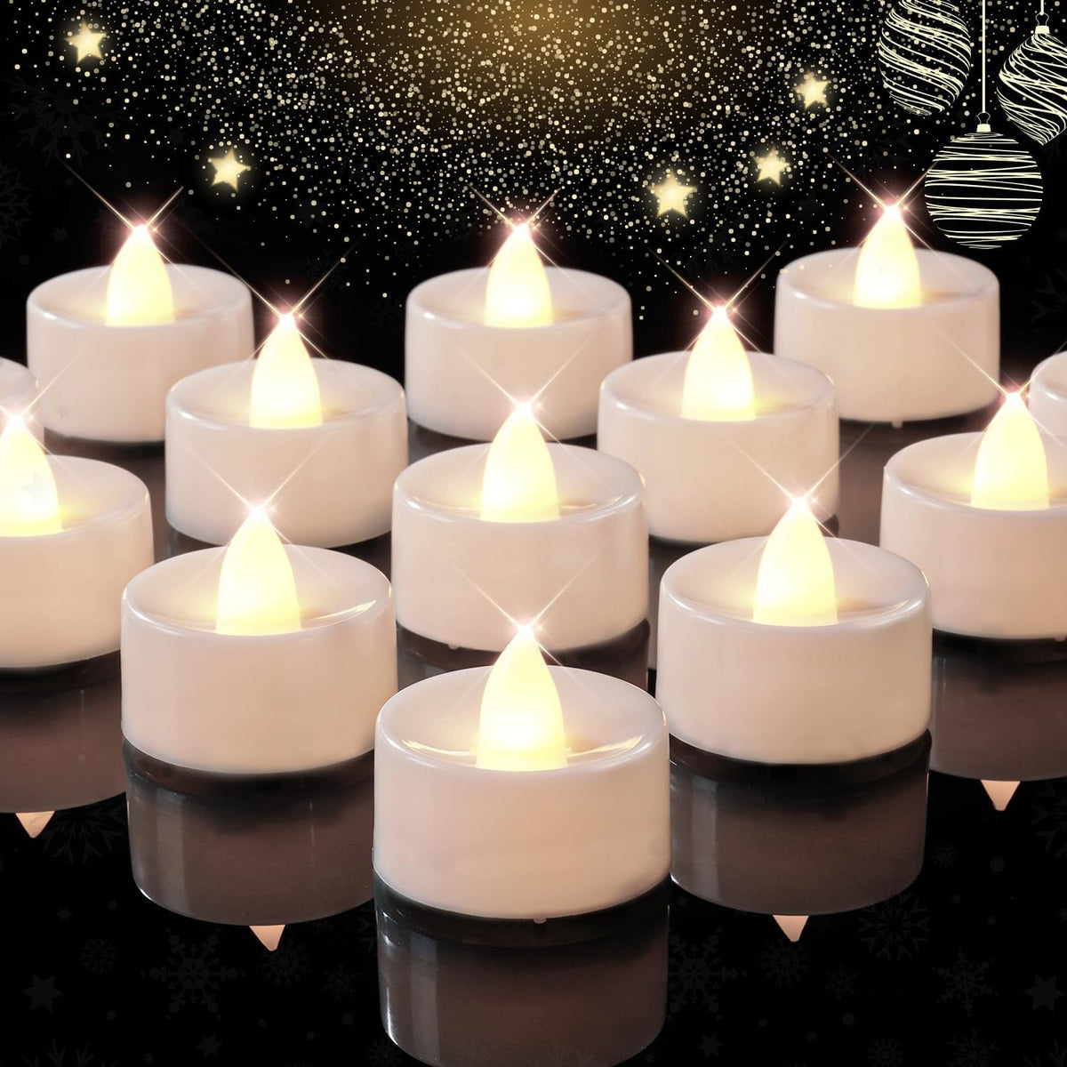 BEICHI Set of 24 Flameless LED Tea Lights Bulk, Electric Tealight Candles, Small Fake Candle