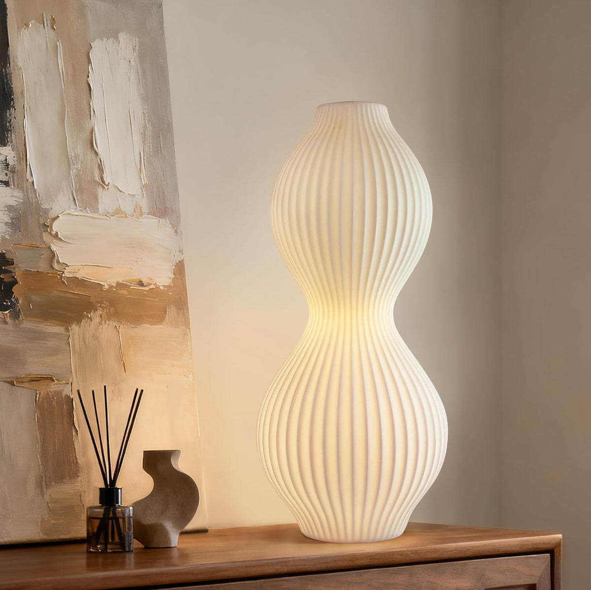 RONDURE 15.8" Modern Ceramic Table Lamp, Modern Bedside Lamps for Bedroom, Living Room and